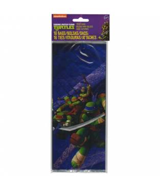16 Sacchetti di plastica Tartarughe Ninja 10x24 cm