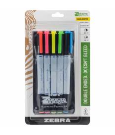 Eco Zebrite Double-Ended Highlighter, Chisel/Fine Point Tip, 5/Set, Sold as 1 Set