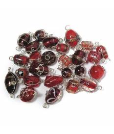 Perle in vetro Rubino con filo in argento, da 12 a 25 mm
